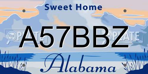 A57BBZ Alabama License Plate