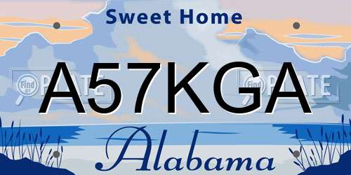 A57KGA Alabama License Plate