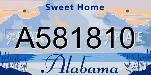 A581810 Alabama License Plate