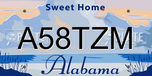A58TZM Alabama License Plate