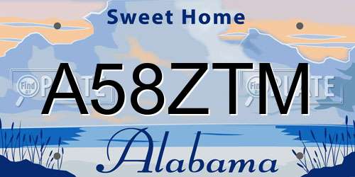 A58ZTM Alabama License Plate