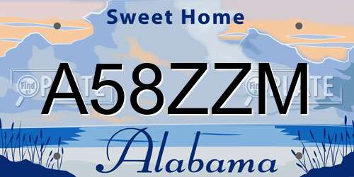 A58ZZM Alabama License Plate