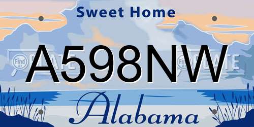 A598NW Alabama License Plate