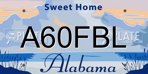 A60FBL Alabama License Plate