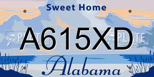 A615XD Alabama License Plate