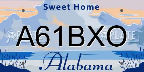 A61BXO Alabama License Plate