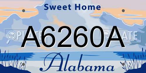A6260A Alabama License Plate