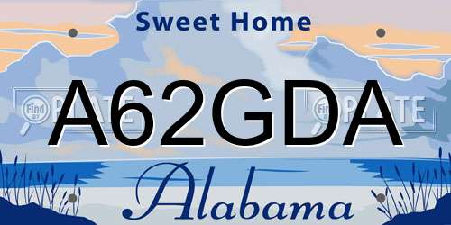 A62GDA Alabama License Plate