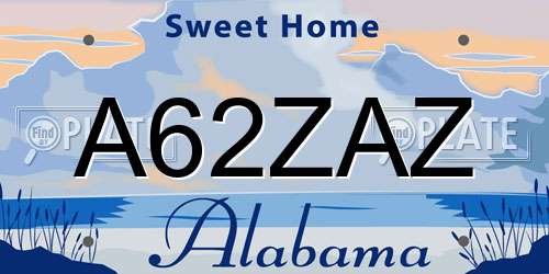 A62ZAZ Alabama License Plate