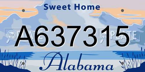 A637315 Alabama License Plate