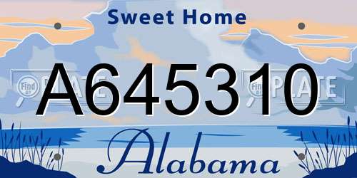 A645310 Alabama License Plate