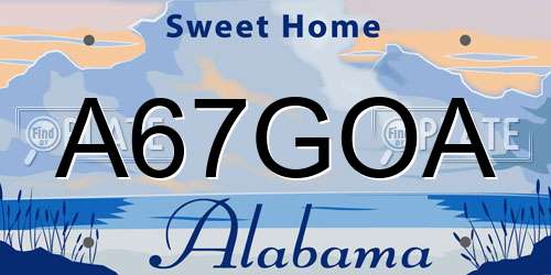 A67GOA Alabama License Plate