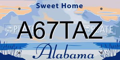 A67TAZ Alabama License Plate