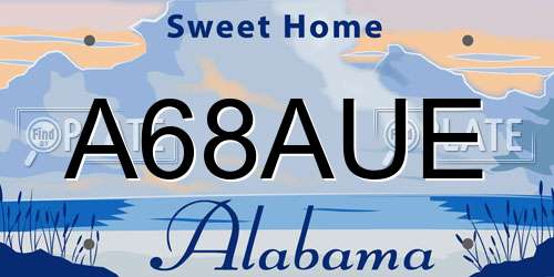 A68AUE Alabama License Plate