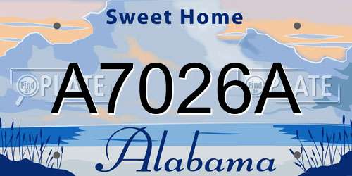 A7026A Alabama License Plate