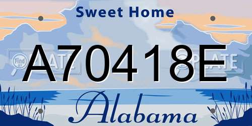 A70418E Alabama License Plate