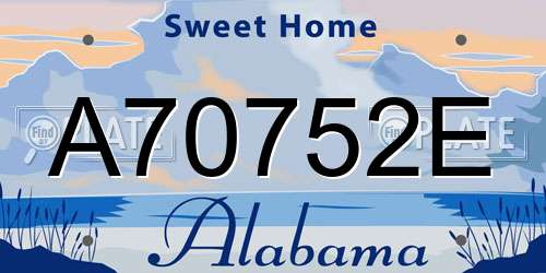 A70752E Alabama License Plate