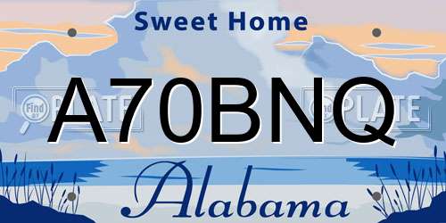 A70BNQ Alabama License Plate