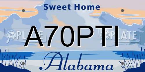 A70PTI Alabama License Plate