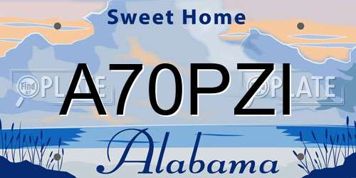 A70PZI Alabama License Plate
