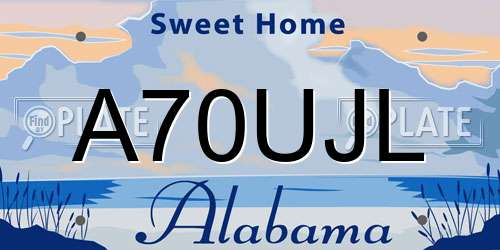 A70UJL Alabama License Plate