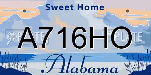 A716HO Alabama License Plate