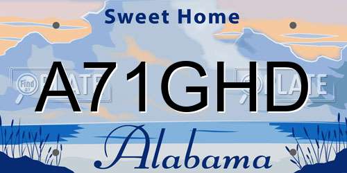 A71GHD Alabama License Plate
