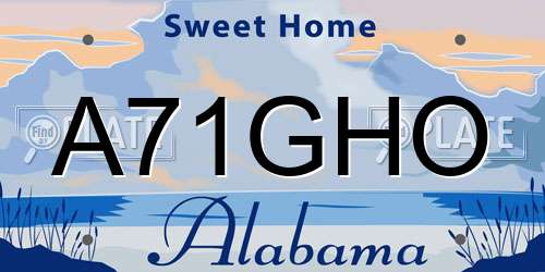 A71GHO Alabama License Plate