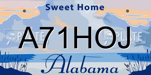 A71HOJ Alabama License Plate