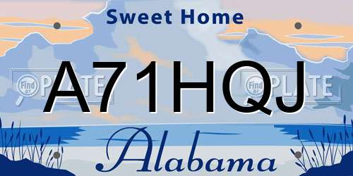 A71HQJ Alabama License Plate
