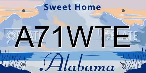 A71WTE Alabama License Plate