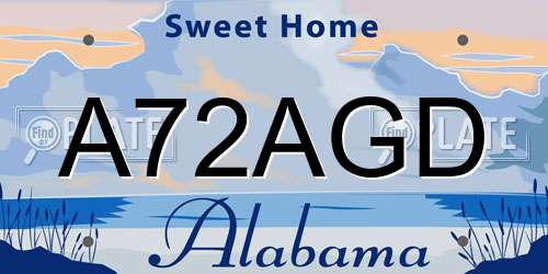 A72AGD Alabama License Plate