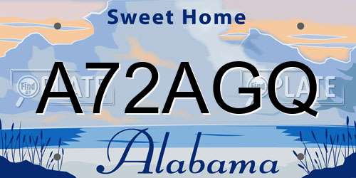 A72AGQ Alabama License Plate