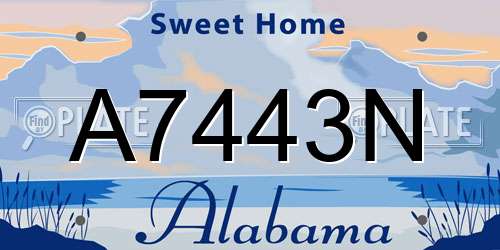 A7443N Alabama License Plate