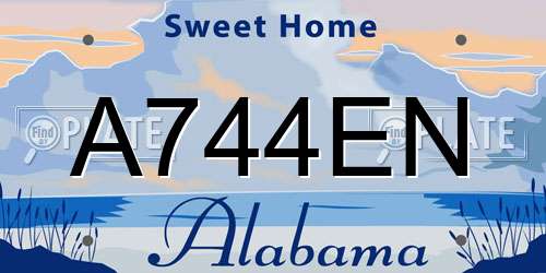 A744EN Alabama License Plate