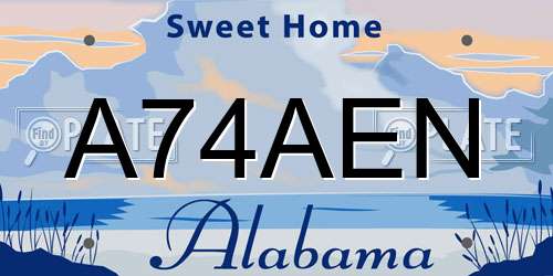 A74AEN Alabama License Plate