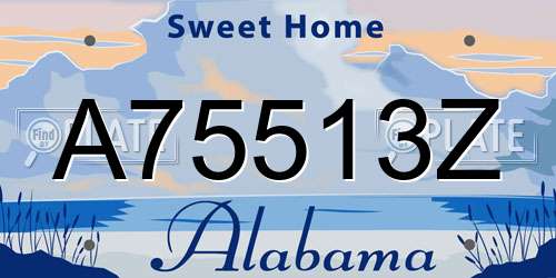 A75513Z Alabama License Plate
