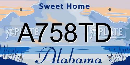 A758TD Alabama License Plate