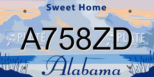 A758ZD Alabama License Plate