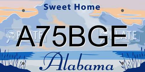 A75BGE Alabama License Plate