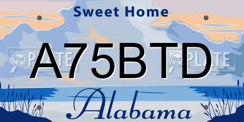 A75BTD Alabama License Plate