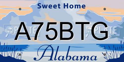 A75BTG Alabama License Plate