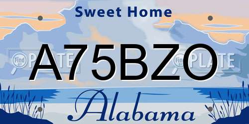A75BZO Alabama License Plate
