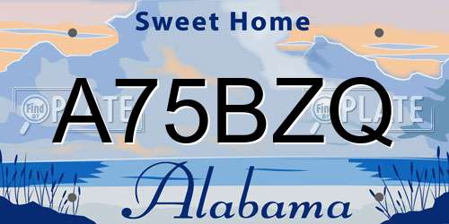 A75BZQ Alabama License Plate