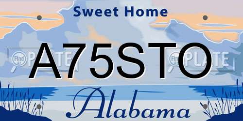A75STO Alabama License Plate