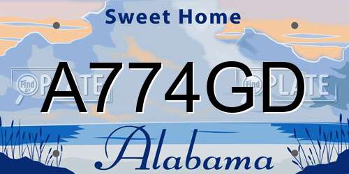 A774GD Alabama License Plate