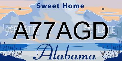 A77AGD Alabama License Plate