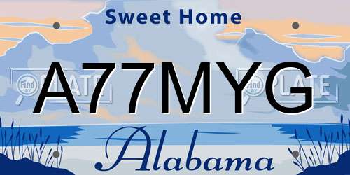 A77MYG Alabama License Plate