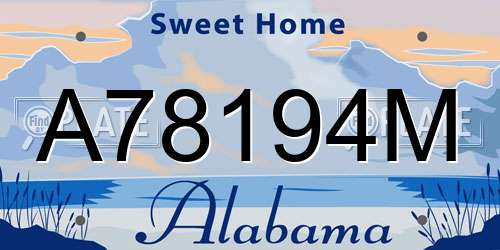 A78194M Alabama License Plate