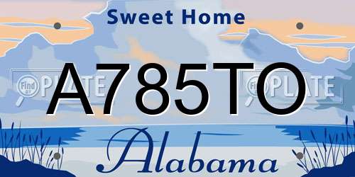 A785TO Alabama License Plate